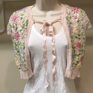 Nanette Lepore sequin embroider shrug sz S